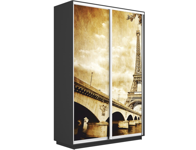 Шкаф-купе Экспресс Люкс 2-х дверный (Фото №1024 Париж), Серый диамант