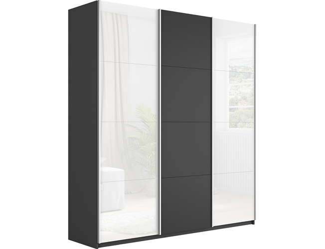 Шкаф-купе Прайм Люкс з-х дверный (ЛДСП, стекло 2шт), Серый диамант
